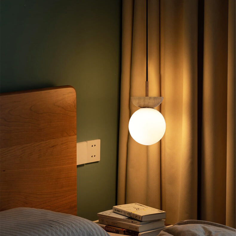 Glass orb lights in a row