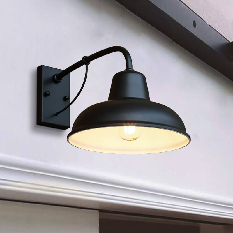 Black barn wall light, side view