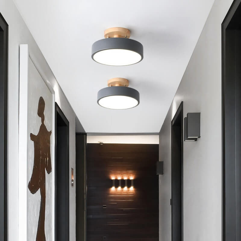 Nordic log round LED ceiling light in grey