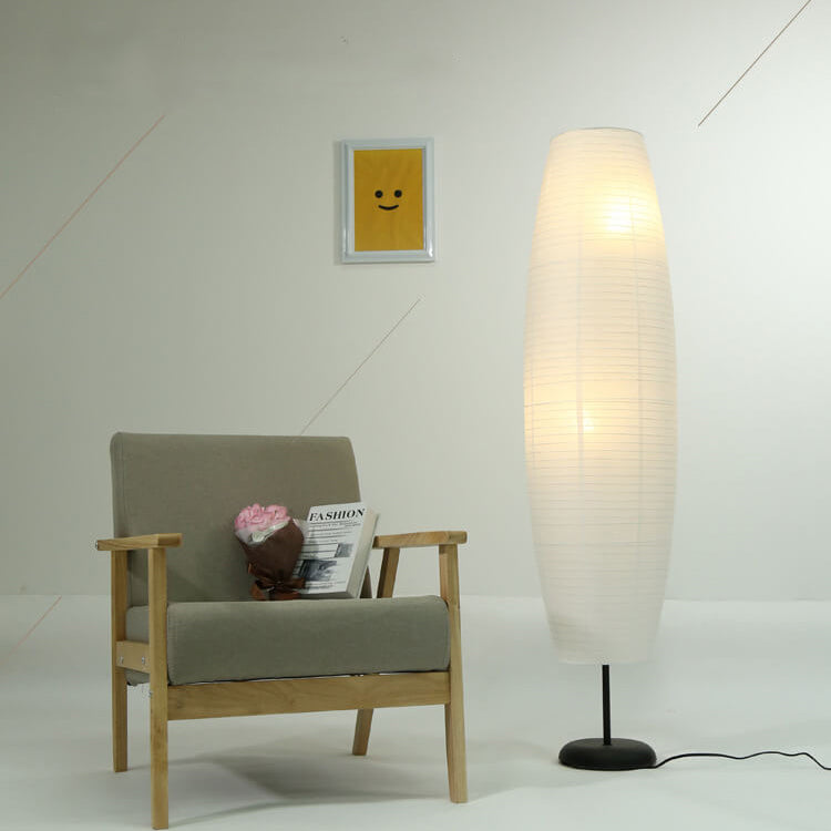 Rice paper column lamp, front view