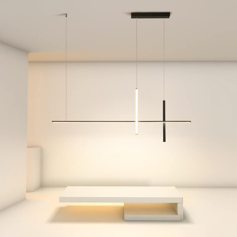 Black linear chandelier, 3 colours changeable