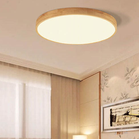 Round wood ceiling light three colour modes