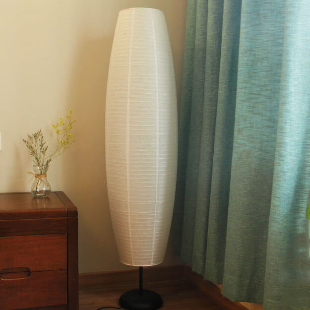Rice paper column lamp, room setting