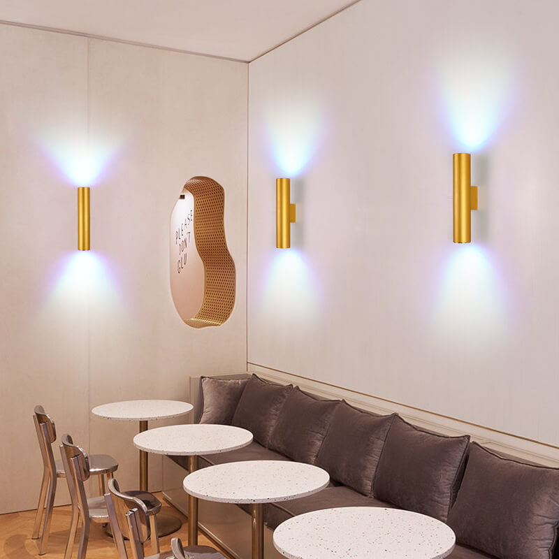Gold cylinder wall light, warm white