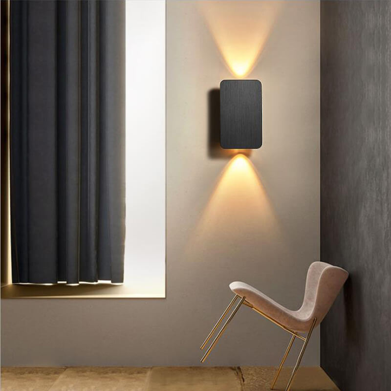 Black flat panel wall light, large