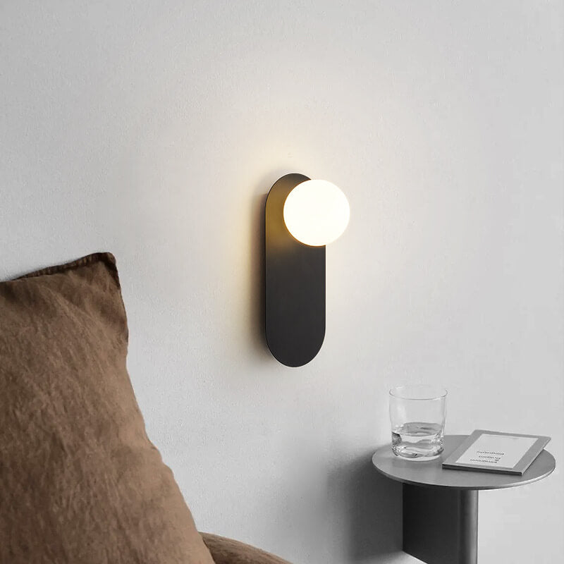Glass ring wall light in black, neutral white