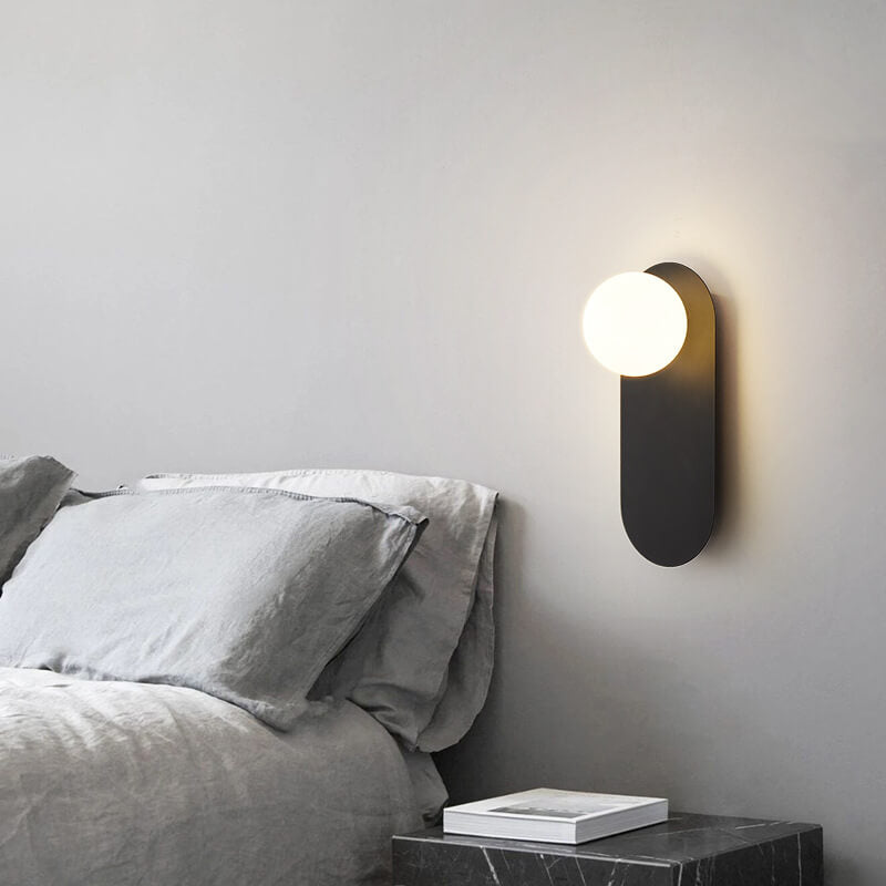 Glass ring wall light in black