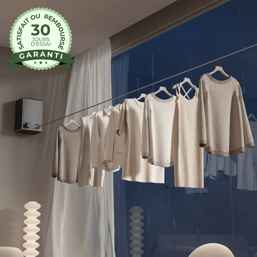 Retractable clothesline mounted on a wall