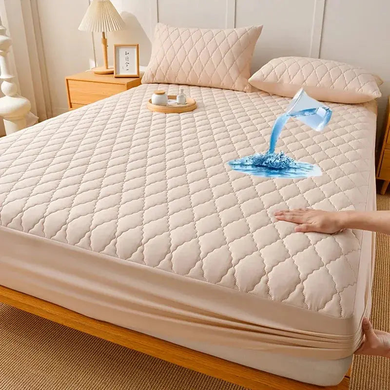 Waterproof quilted mattress protector in Beige