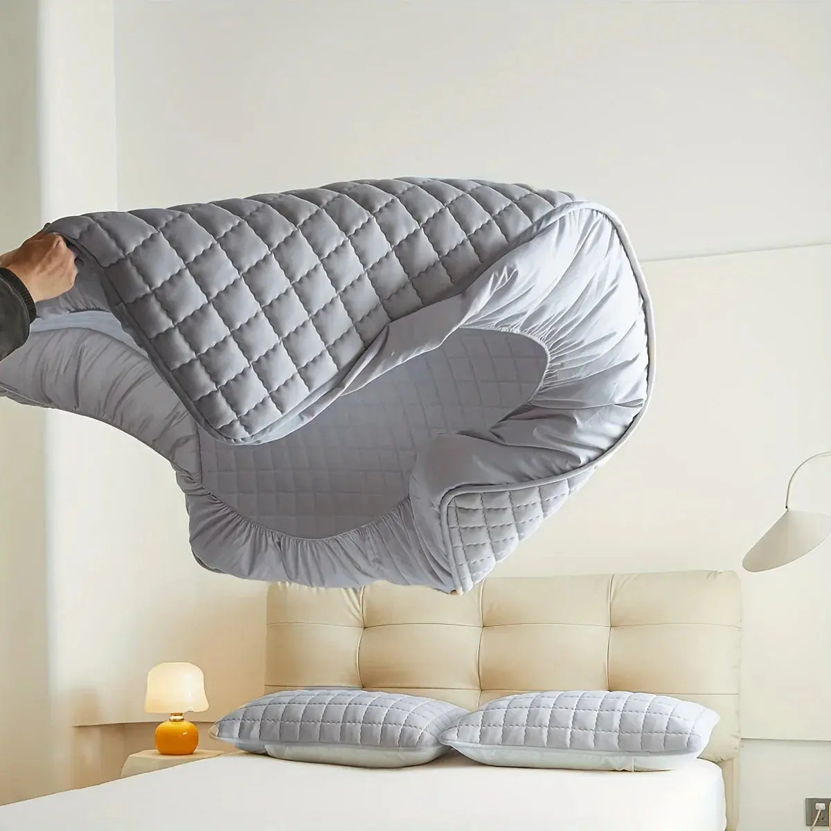 Quilted mattress protector close-up