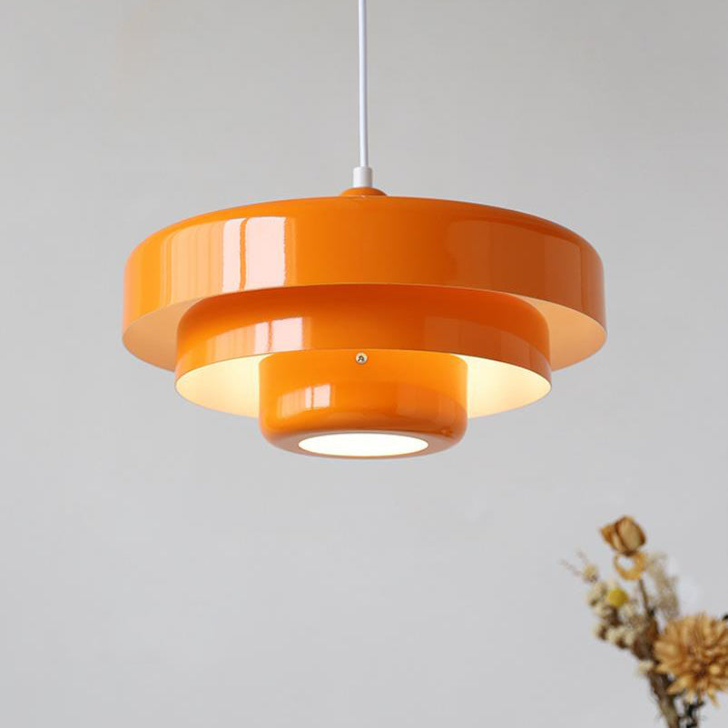 Orange layered pendant with white cord