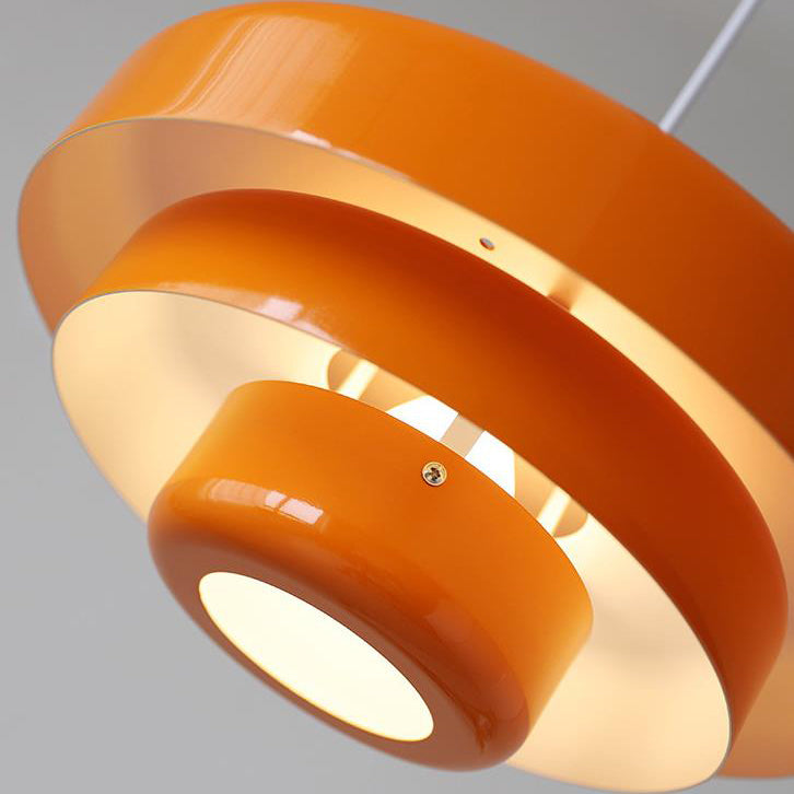 Layered pendant light shade close-up