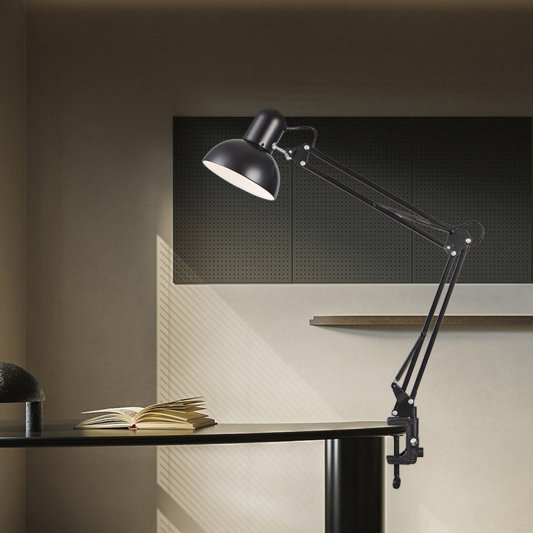 Clip-on lamp in a bedroom