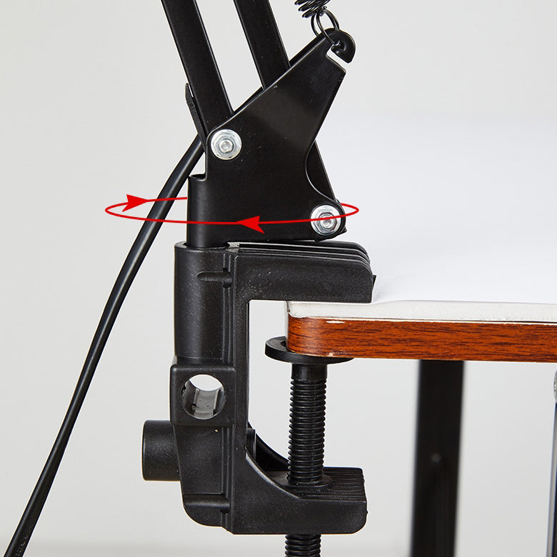 Clip-on lamp on a desk