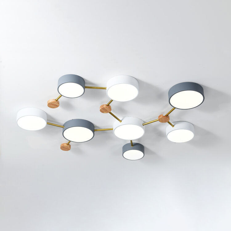 8-light Scandinavian flush ceiling light