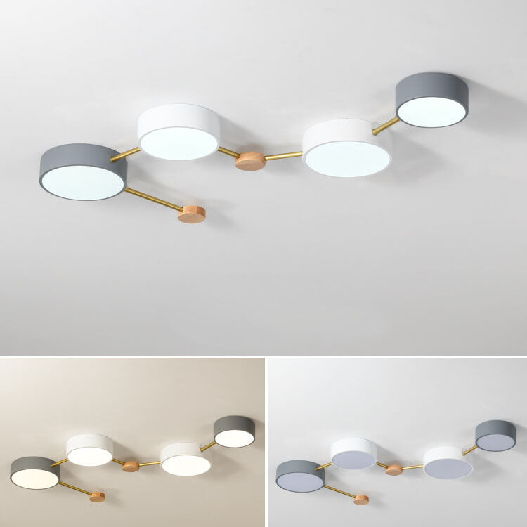 4-light wood and iron ceiling light, alternate view