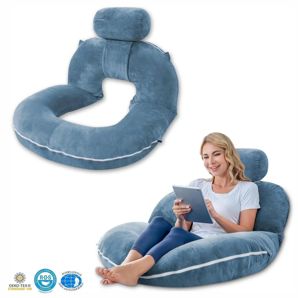 Light blue modular reading pillow