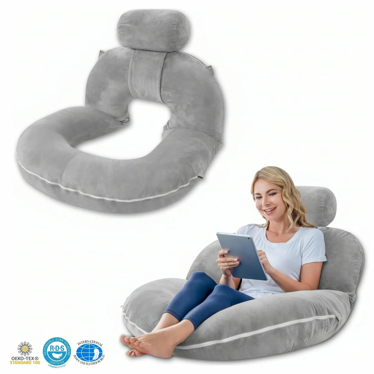 Grey modular reading pillow