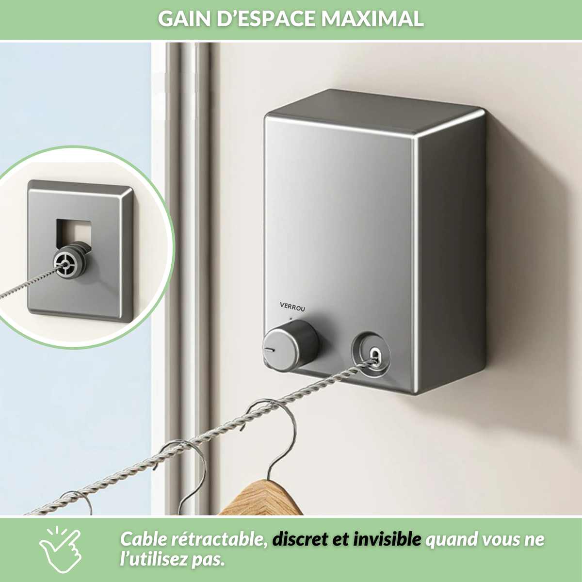 Retractable clothesline with laundry hanging