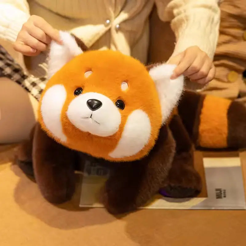 Weighted plush animal being cuddled