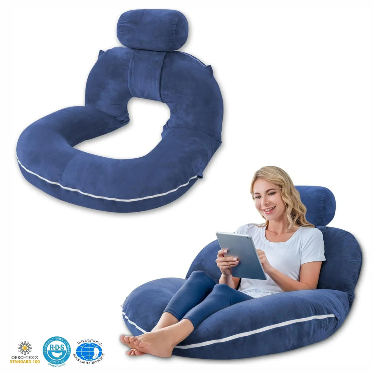 Navy blue modular reading pillow