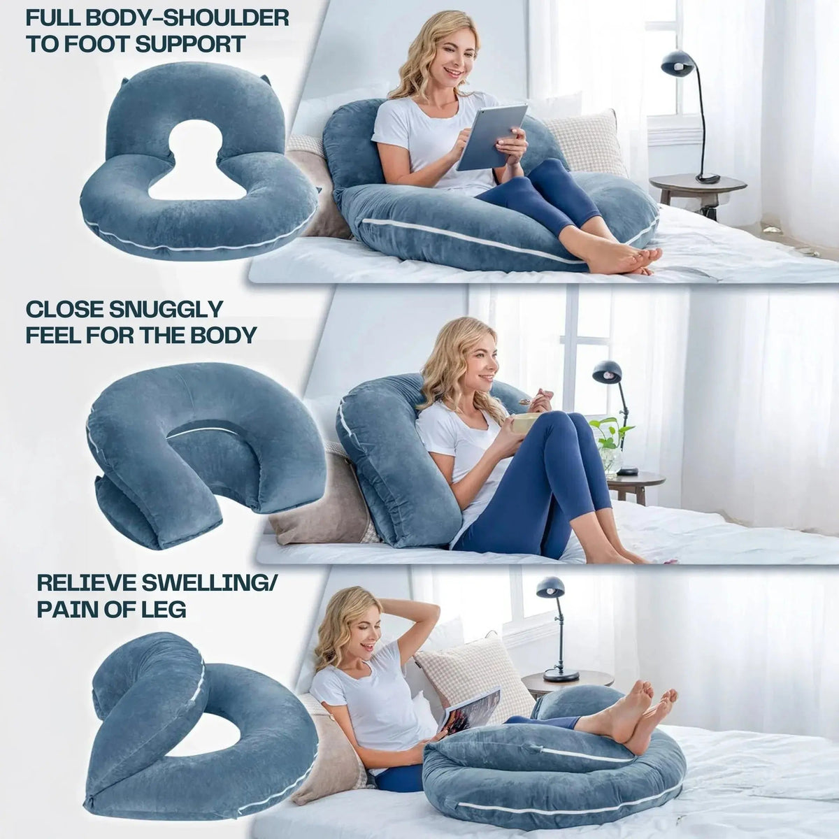 Reading pillow folded into two smaller pillows