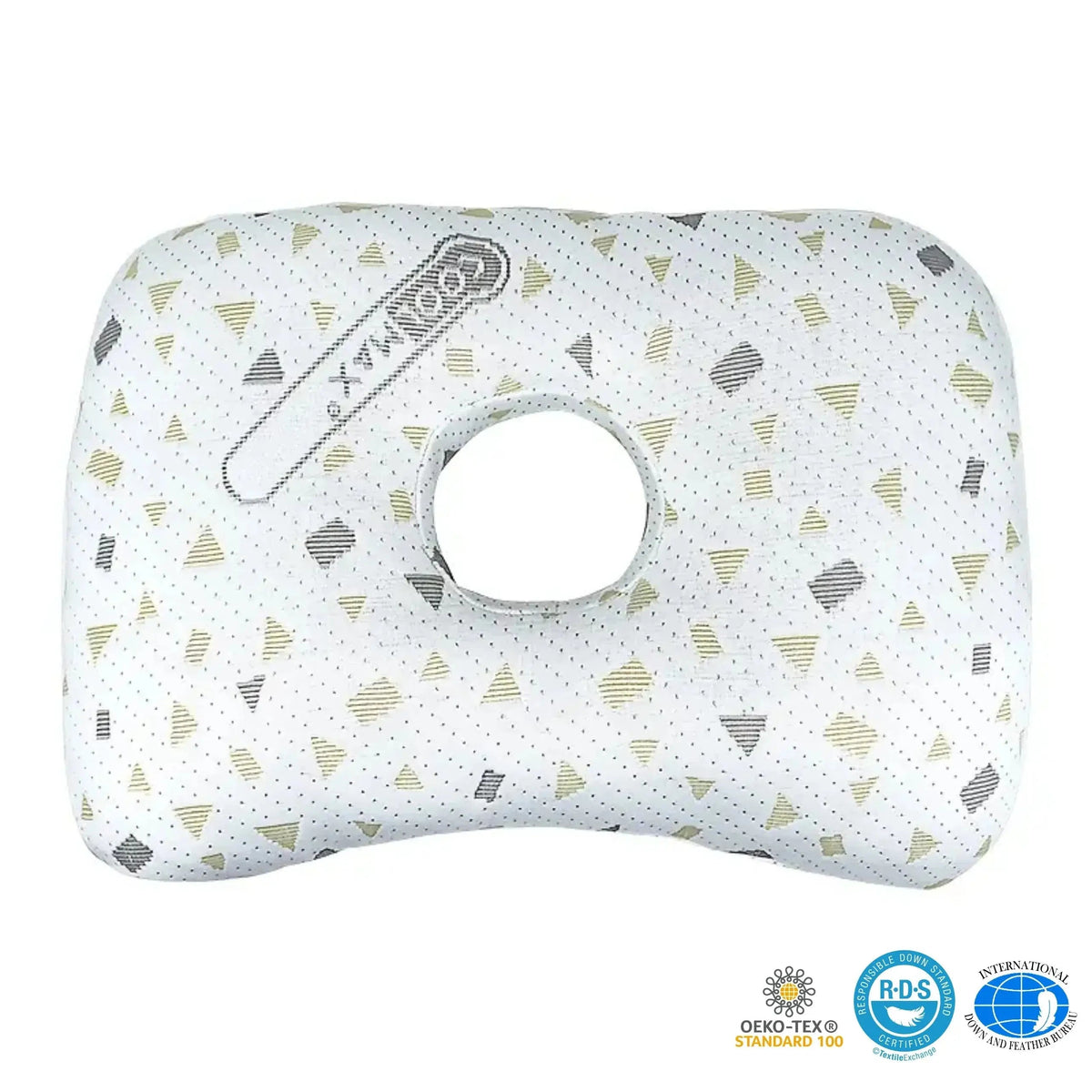 White ear piercing pillow