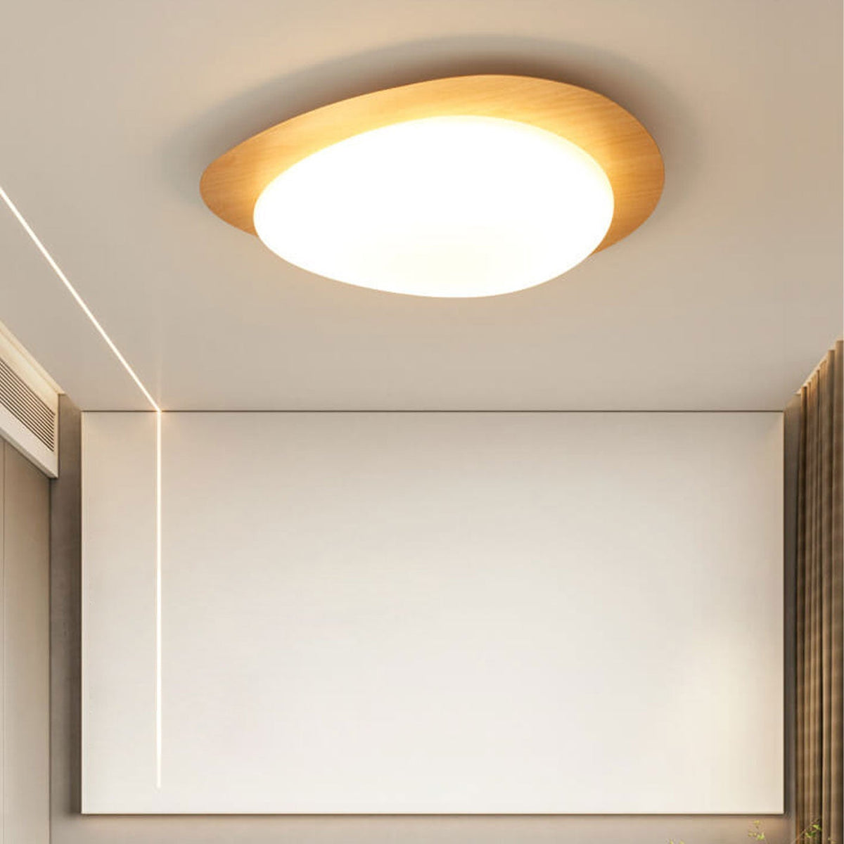 Pebble ceiling light, wood grain, 3 colours changeable