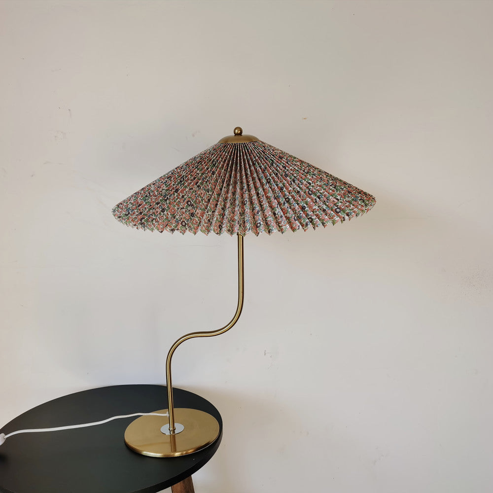 Pleated umbrella table lamp, floral