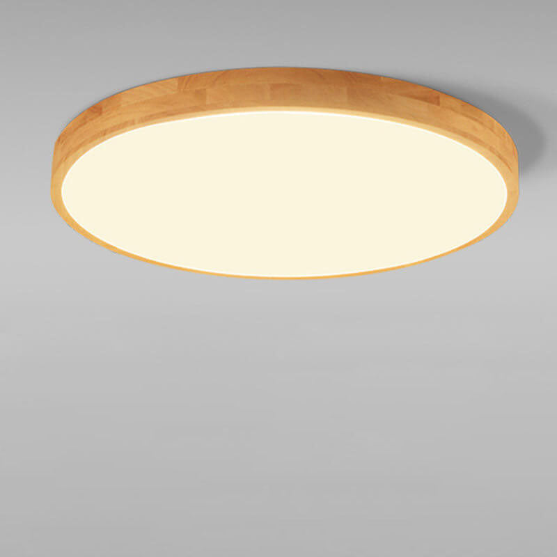 Round wood ceiling light installation
