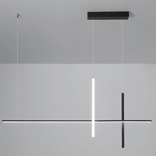 Black linear chandelier, dimmable with remote