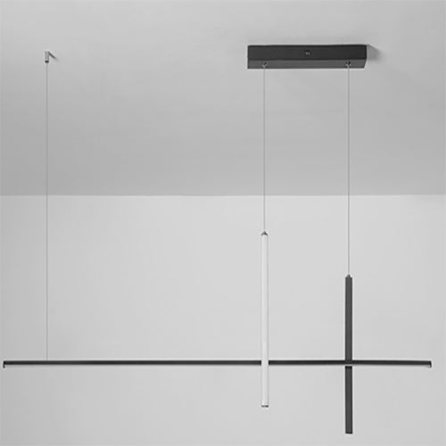 Linear chandelier over a long table