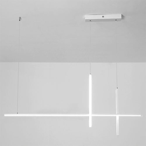 White linear chandelier, dimmable with remote