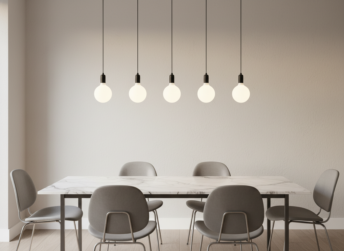LED globe bulbs in a pendant light