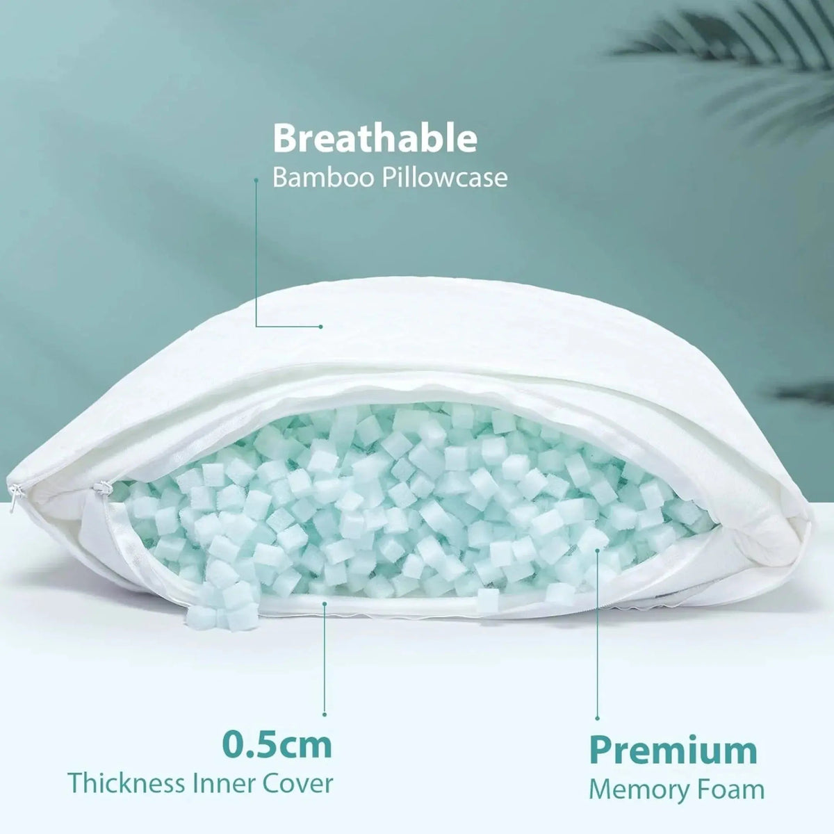 Memory foam pillow on bed
