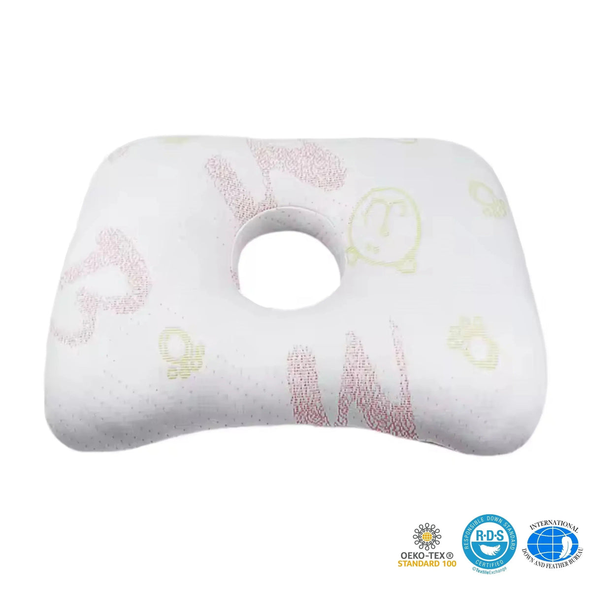 Pink white ear piercing pillow