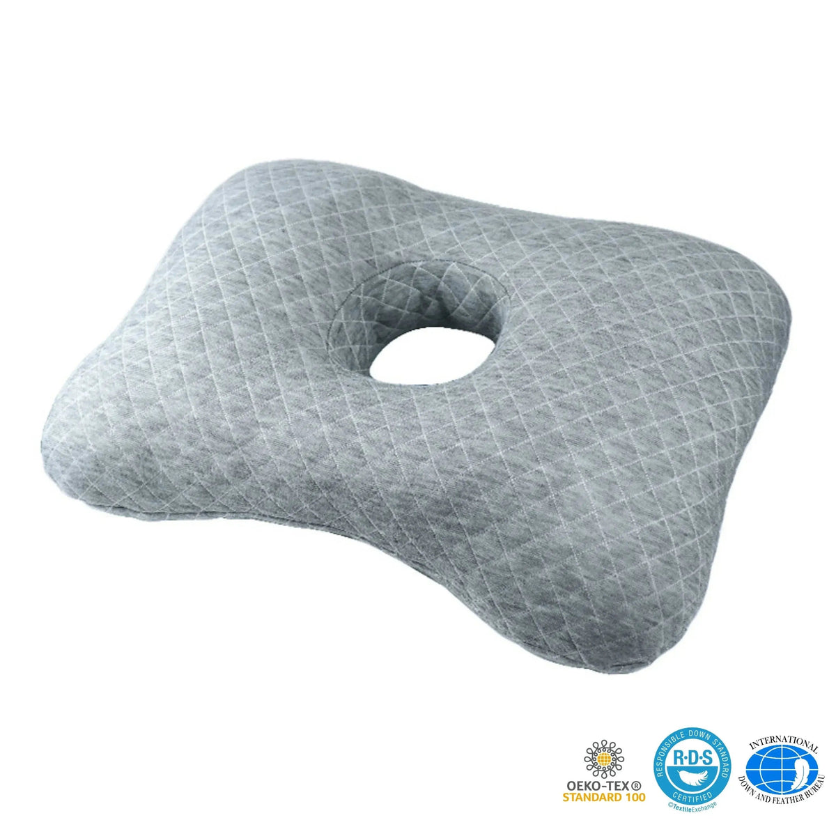 Grey ear piercing pillow