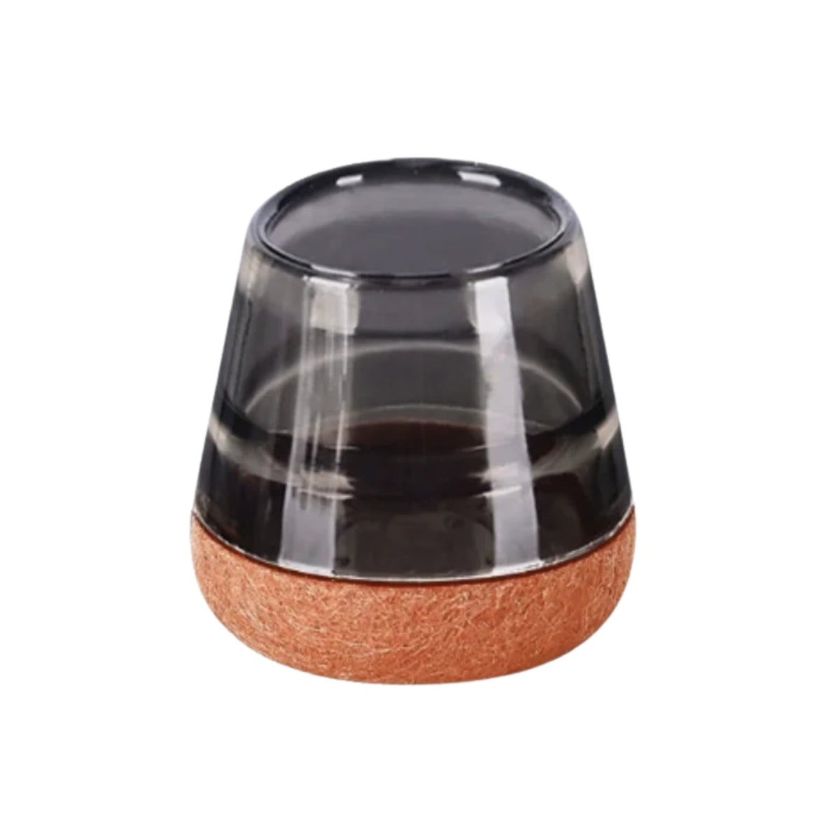 Black chair leg protectors with orange base