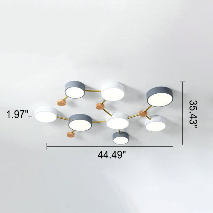 Wood and iron ceiling light, room setting alternate