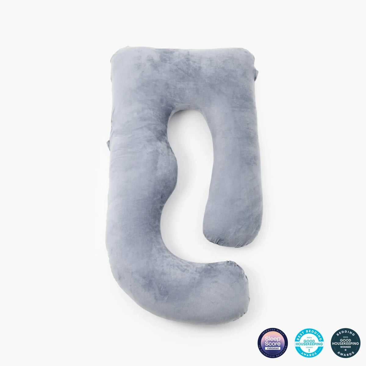 Grey U-shaped pregnancy pillow