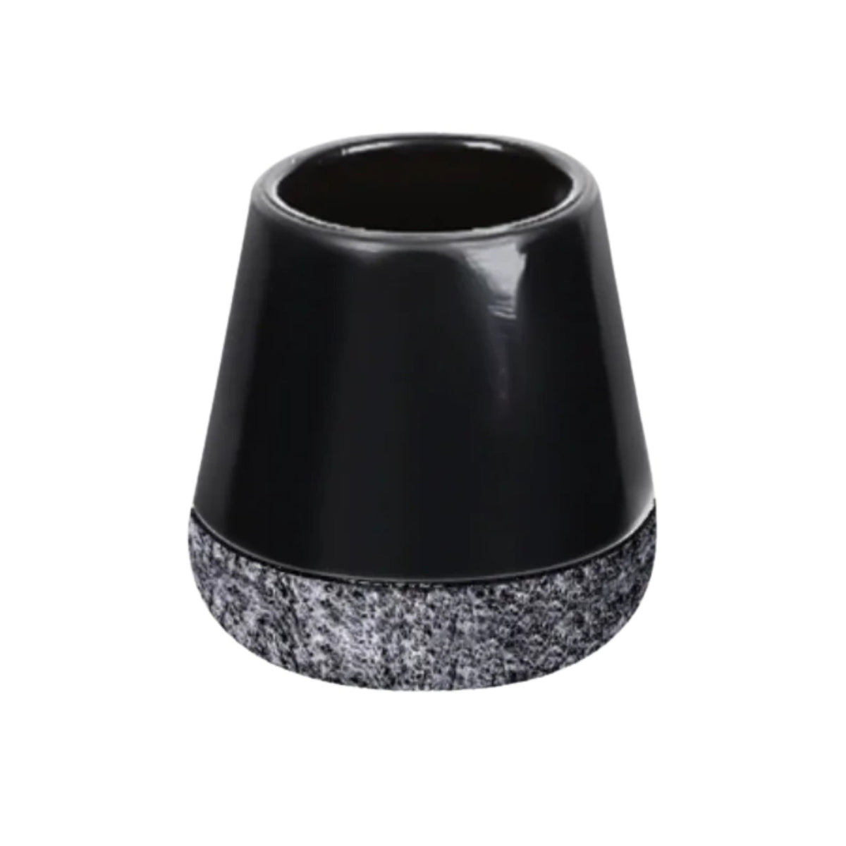 Black chair leg protectors with grey base