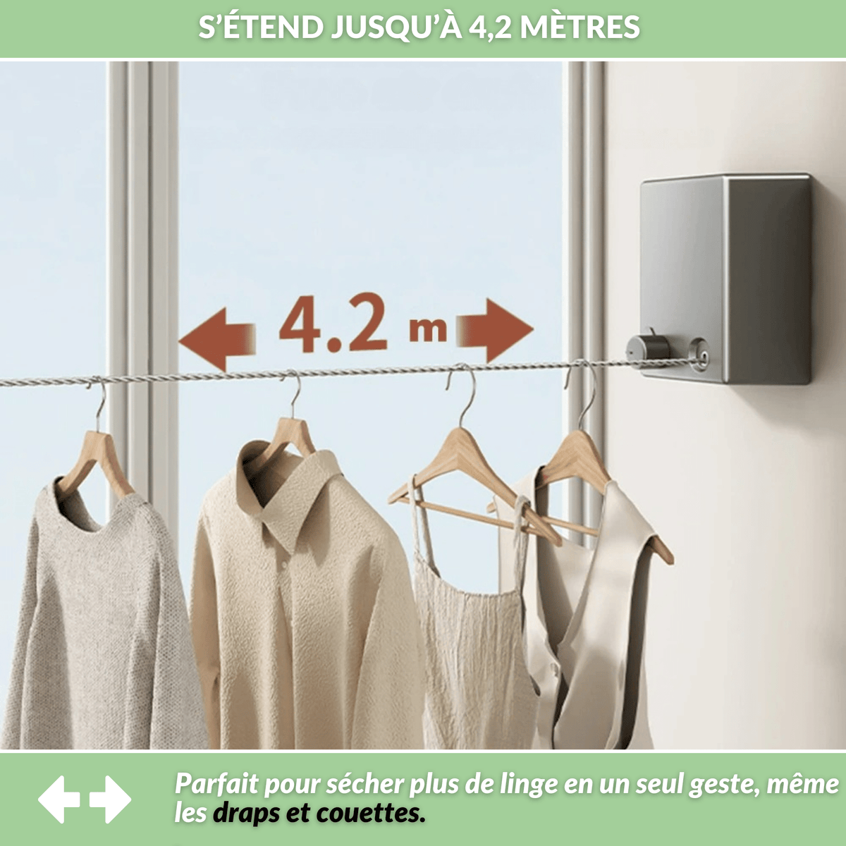 Retractable clothesline in a bathroom