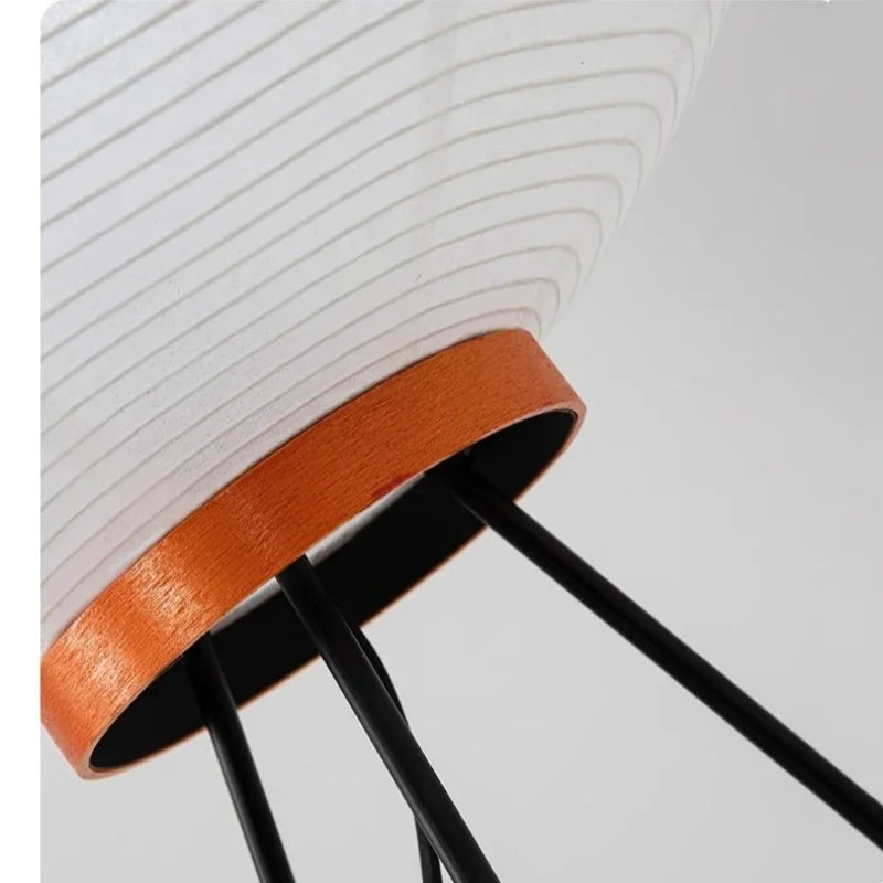 Rice paper floor lamp close-up of the pleats