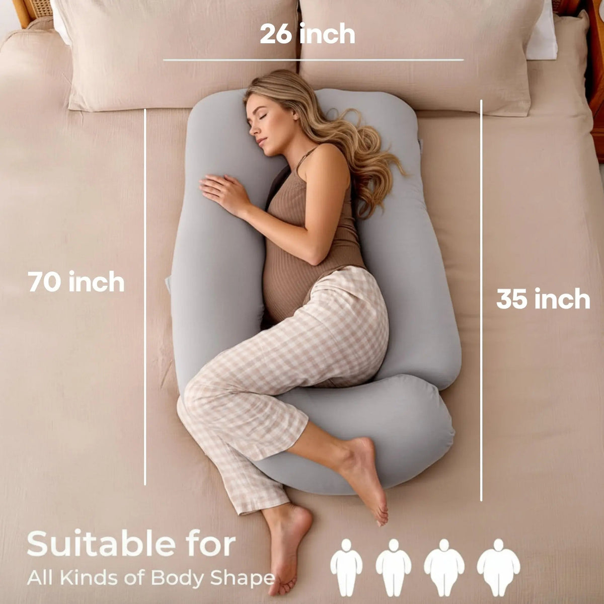 Cooling body pillow on bed