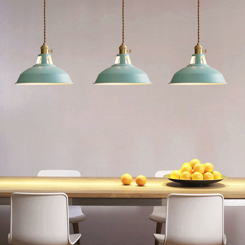 Barn pendant light lit