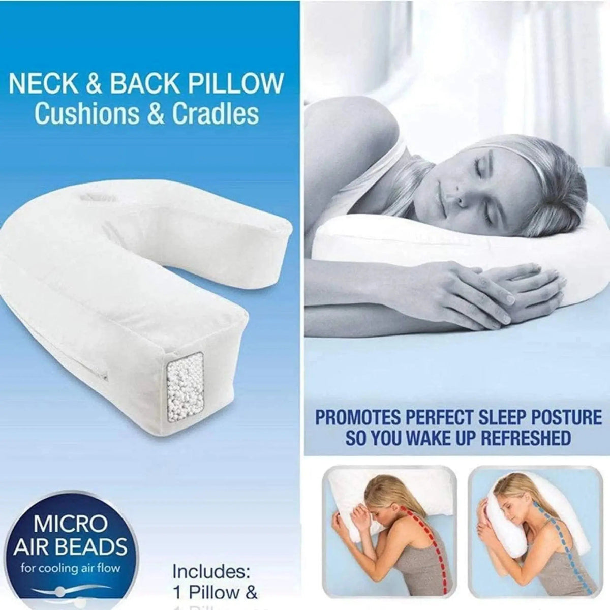Contour pillow ear recess detail