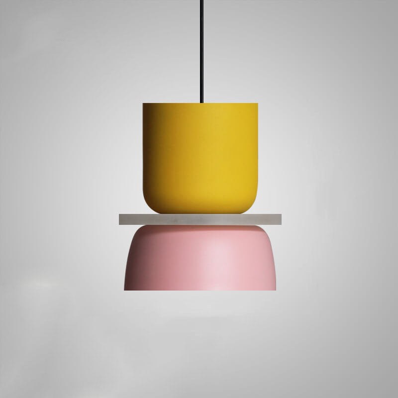 Small macaron pendant in yellow and pink