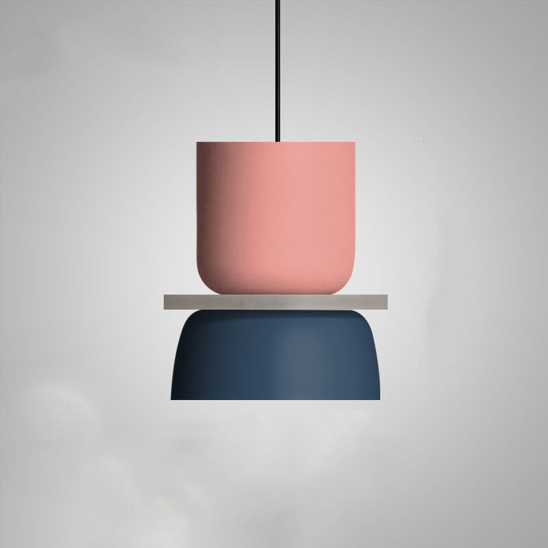 Small macaron pendant in pink and blue