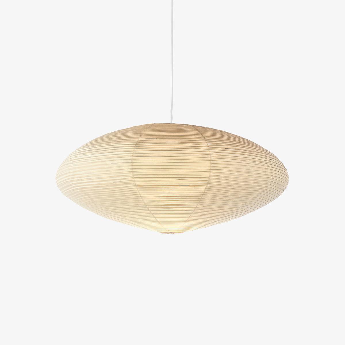 Rice paper lantern pendant light glowing warm