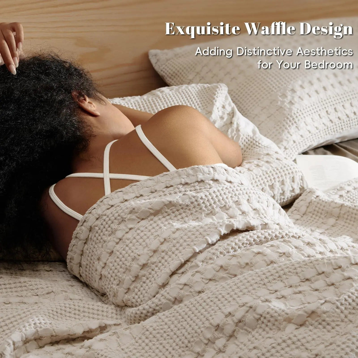 Cotton waffle blanket folded